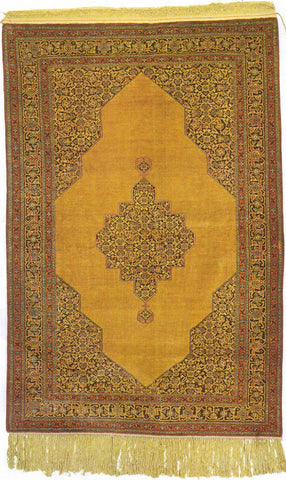 Indian Kashmir Hand-knotted Rug Silk on Silk (ID 1089)