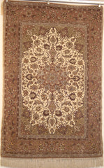 Persian Isfahan Hand-knotted Rug Wool and Silk on Cotton (ID 218)