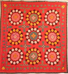 Uzbek Samarkhand Hand-knotted Hand Embroidered Cotton on Cotton (ID 1071)