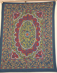 Uzbek Samarkhand Hand-knotted Hand Embroidered Silk on Silk (ID 1077)