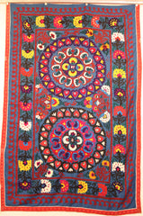 Uzbek Samarkhand Hand-knotted Hand Embroidered Cotton on Cotton (ID 1069)