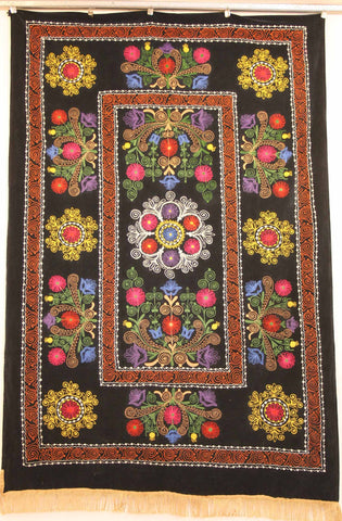 Uzbek Samarkhand Hand-knotted Hand Embroidered Cotton on Cotton (ID 1072)