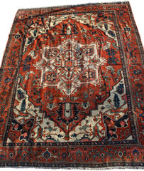 Persian Heriz Hand-knotted Rug Wool on Cotton (ID 1212)