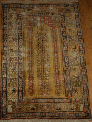 Indian Kayseri Hand-knotted Rug Silk on Cotton (ID 1088)
