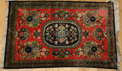 Indian Kashmir Hand-knotted Rug Silk on silk (ID 1148)