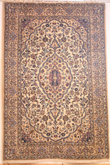Persian Naein Hand-knotted Rug Wool and Silk on Cotton (ID 269)