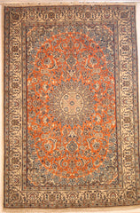 Persian Naein Hand-knotted Rug Wool and silk on Cotton (ID 287)