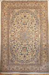 Persian Naein Hand-knotted Rug Wool and Silk on Cotton (ID 1042)