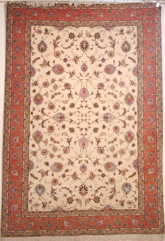 Persian Tabriz Hand-knotted Rug Wool and silk on Cotton (ID 228)